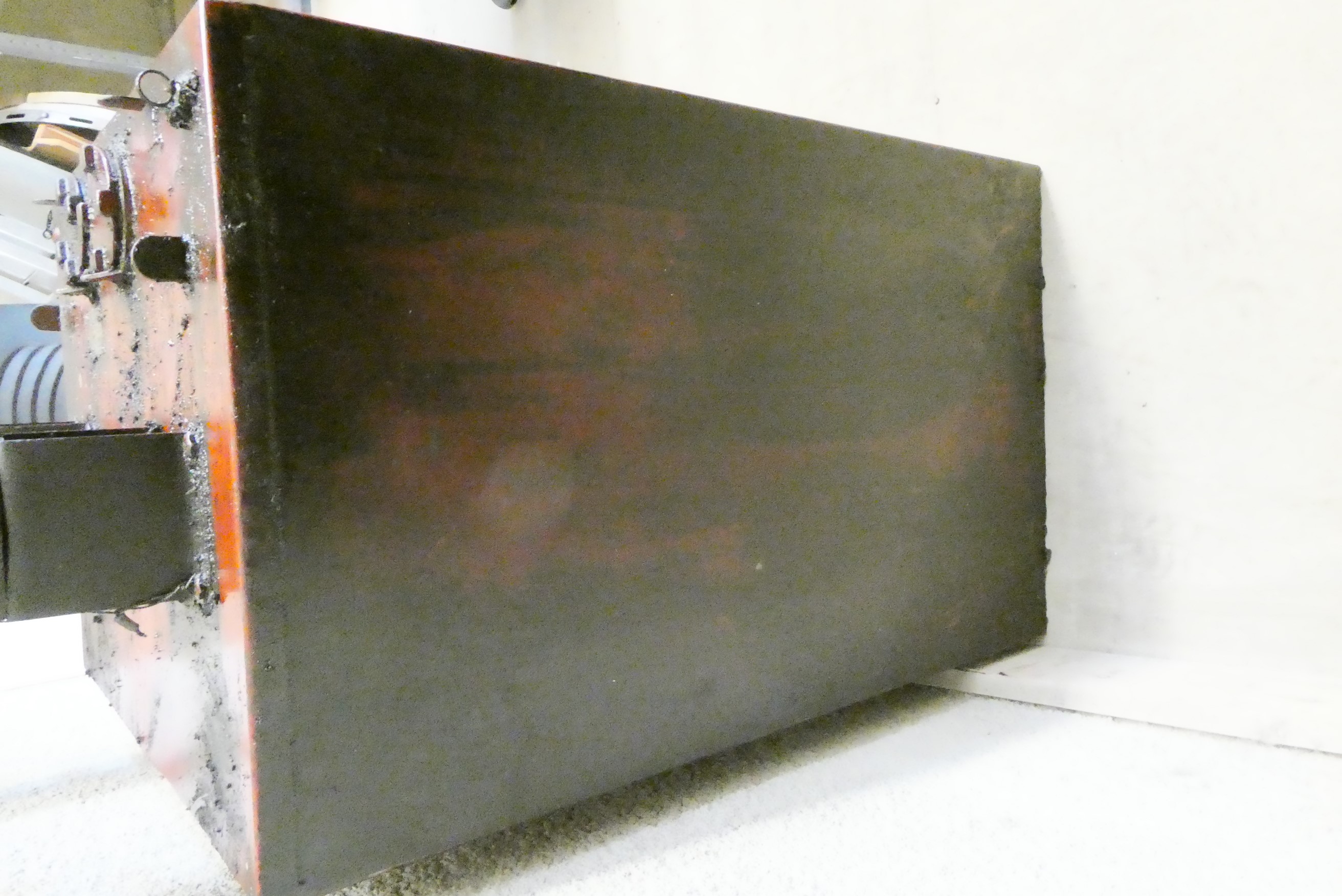 A floor standing garage oil dispenser pump finished in red with two pumps Image