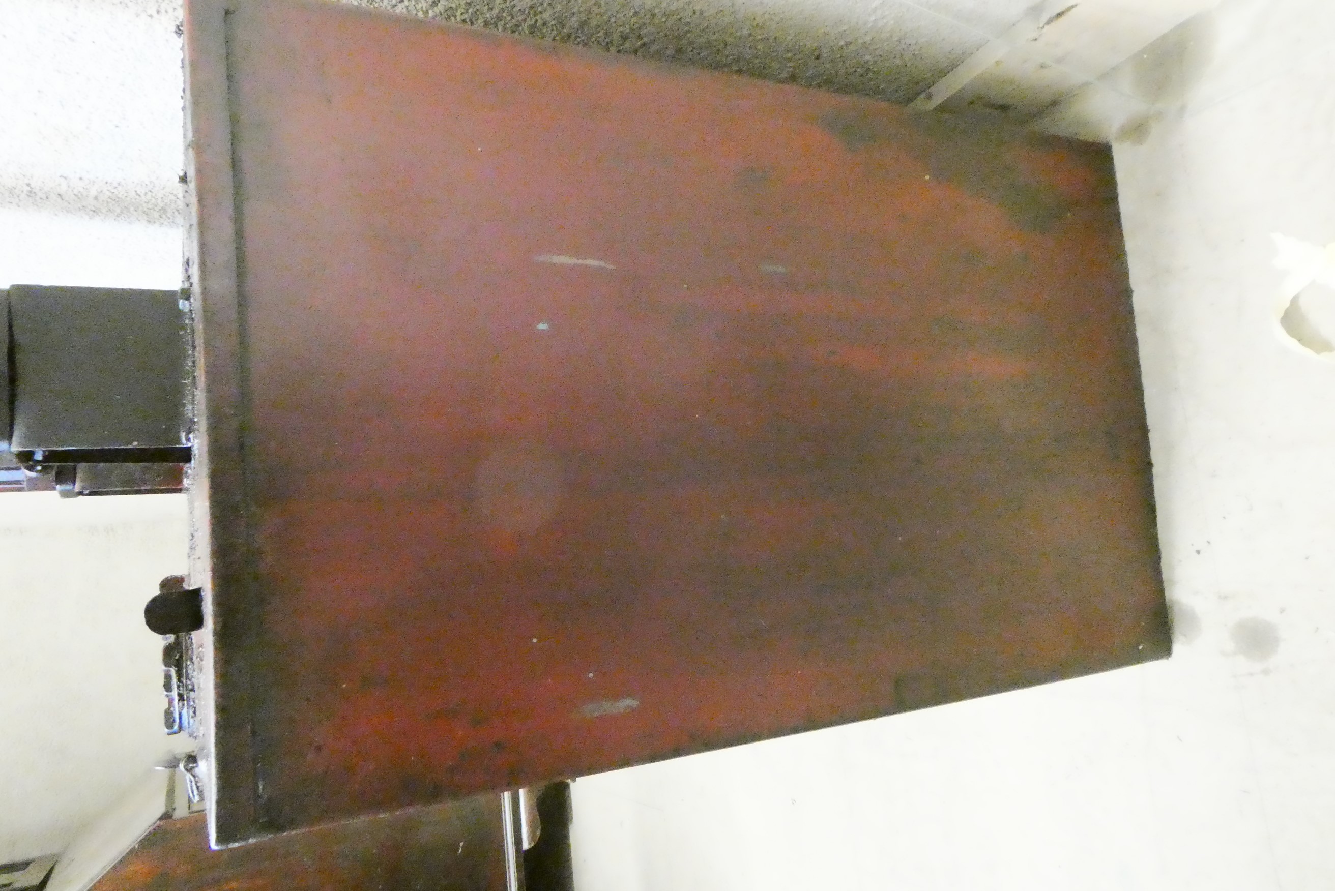 A floor standing garage oil dispenser pump finished in red with two pumps Image