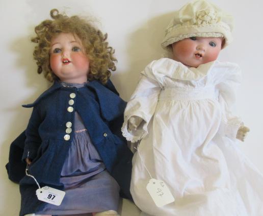 Two Armand Marseille bisque socket head character dolls Image