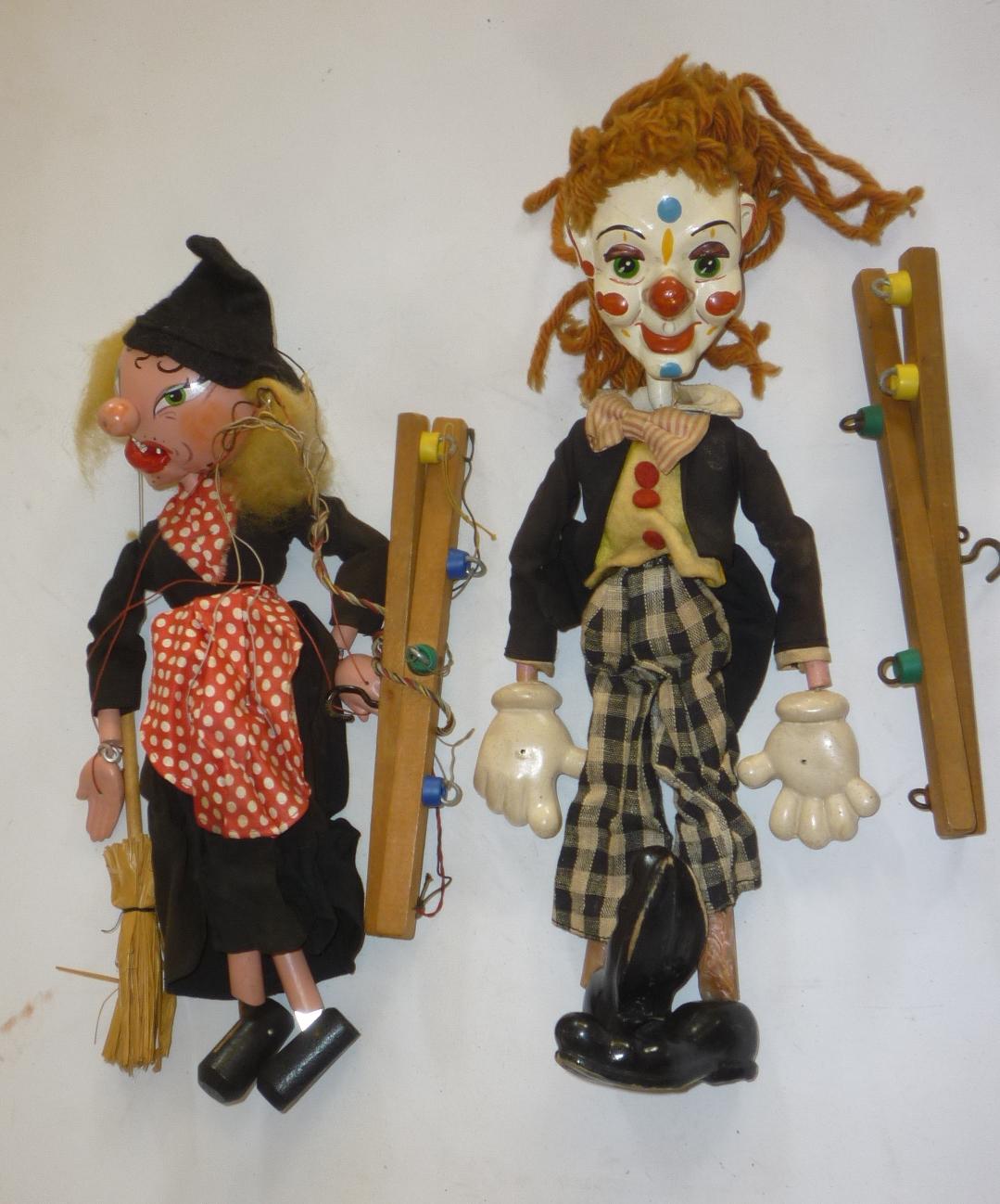 Two Pelham puppets "Witch" and Clown Image
