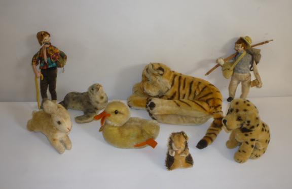 Six small Steiff animals comprising Tiger Image