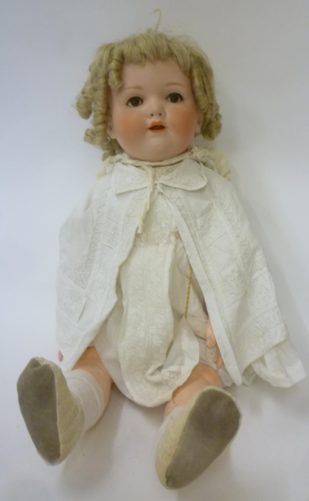 An Edmund Edelmann "Melitta" bisque head character doll with brown glass sleeping eyes Image