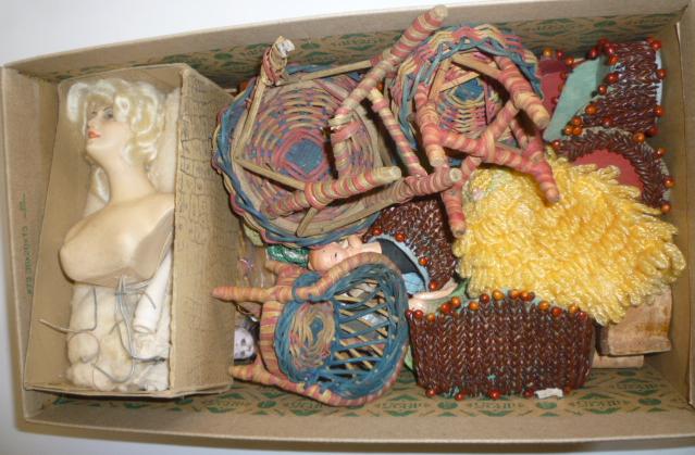 A composition boudoir doll's head and bust with painted face Image