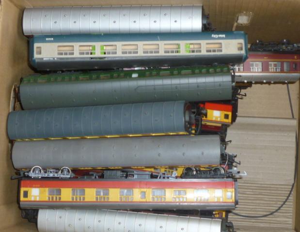 Playworn passenger rolling stock by Hornby and others including B.R. Image