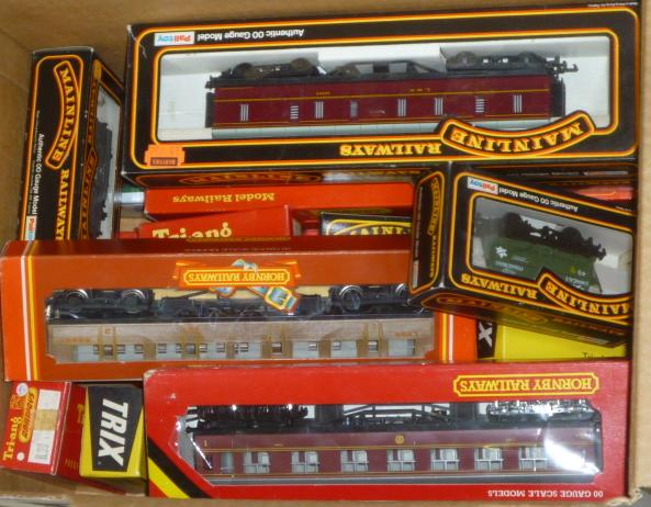 Passenger and goods rolling stock by Hornby and others including B.R. and L.N.E.R. coaches Image