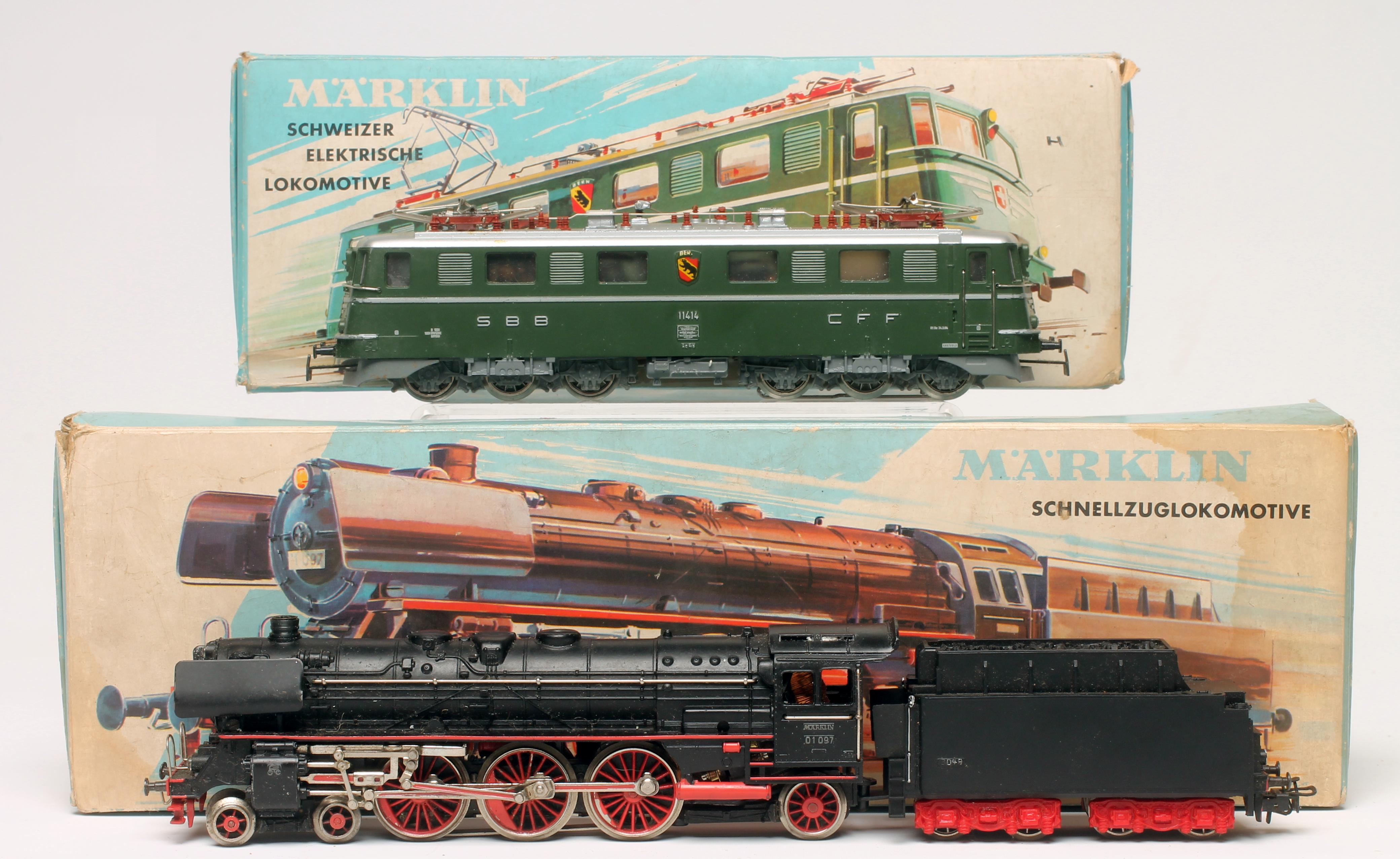 Three Marklin HO three rail locomotives comprising two Swiss AE 6/6 electric locomotives and Class Image