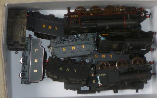Six black L.M.S. locomotives comprising two Hornby Class 5 Image
