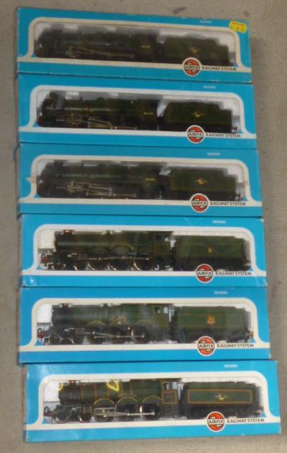 Six Airfix locomotives comprising three Royal Scot Class and three Castle Class Image