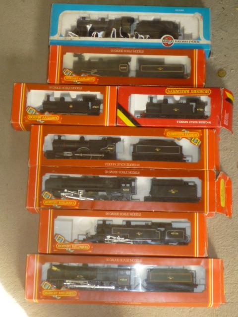 Eight locomotives by Hornby and Airfix comprising two Jinty tanks Image