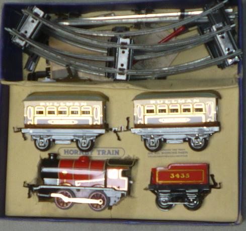 Hornby Trains clockwork train set with red M1 locomotive Image