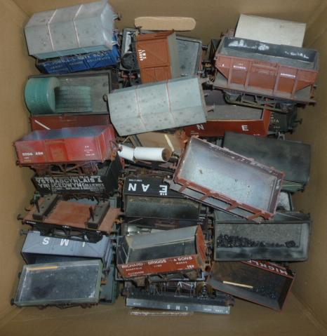 Approximately eighty playworn plastic wagons by Triang Image