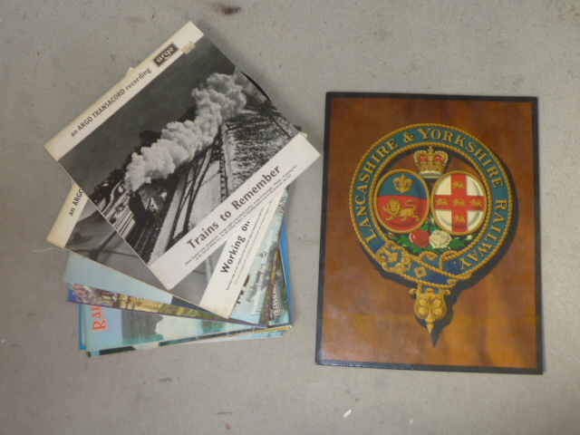 A painted wood panel depicting the arms of the Lancashire and Yorkshire railway Image