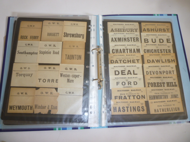 An album of one hundred and ninety four vintage railway luggage labels Image