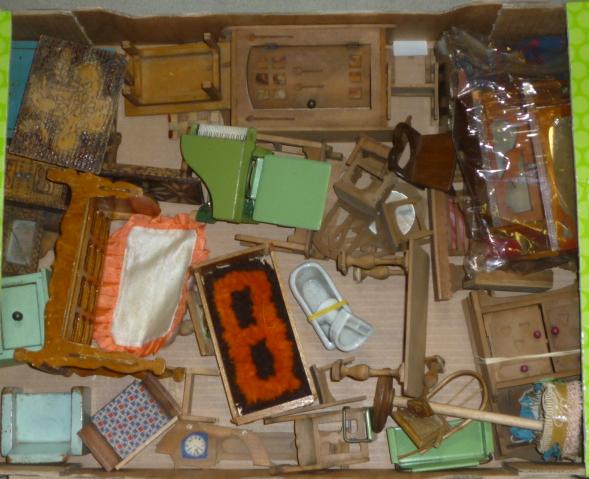 A large quantity of dolls' house furniture in stained and painted wood and tinplate (Est. plus 18% Image