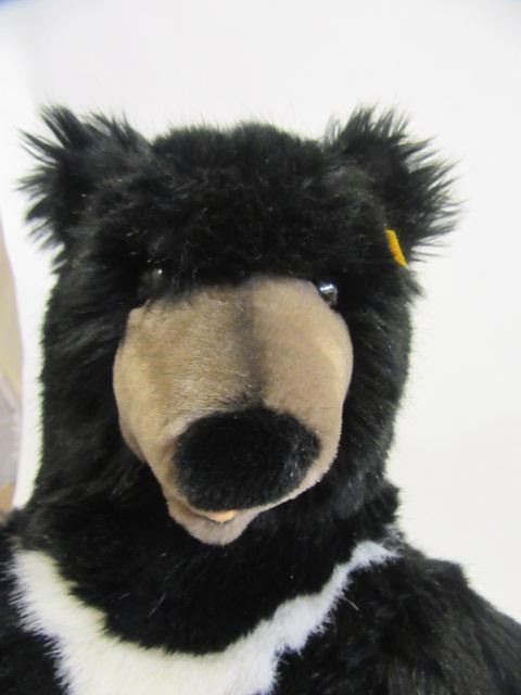 A Steiff black bear standing on it's hind legs Image