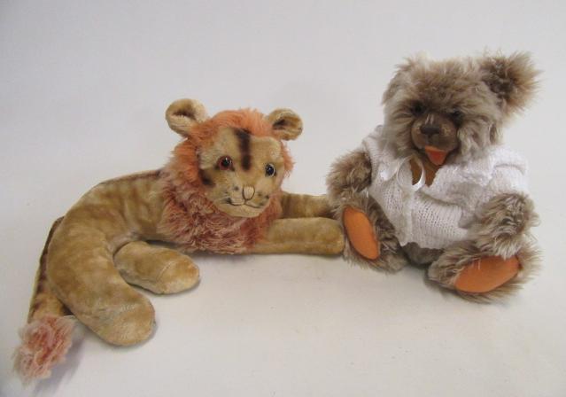 A Steiff grey long haired bear Image