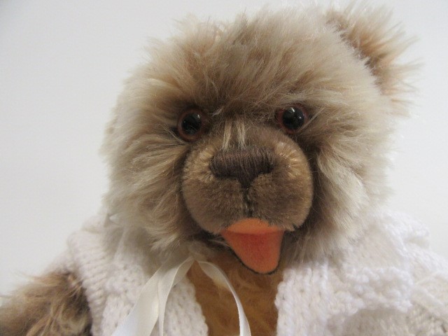 A Steiff grey long haired bear Image