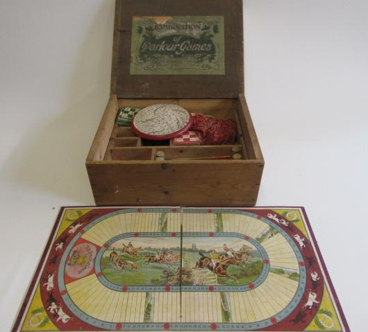 F.H. Ayres combination of parlour games in wooden box Image