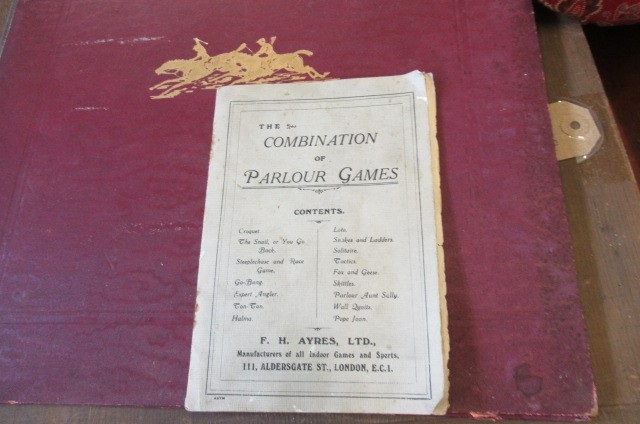 F.H. Ayres combination of parlour games in wooden box Image