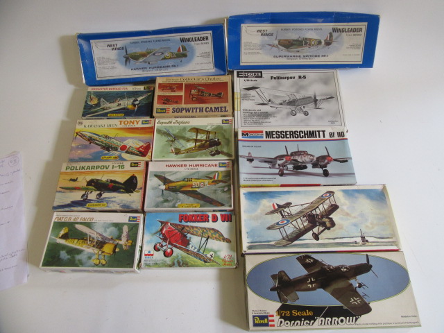 Fourteen model aircraft kits by Revell Image