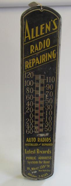 An advertising sign for Allen's Radio Repairing Image