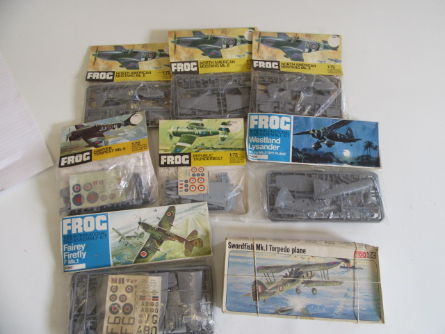 Eight vintage Frog 1/72 scale Aircraft Kits comprising three Mustang Image