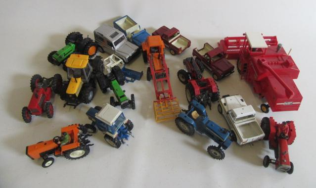 Britains late issue tractors and farm vehicles including Land Rovers and Combine Harvester Image