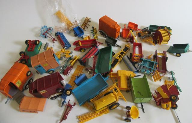 Britains playworn farming equipment including trailers Image