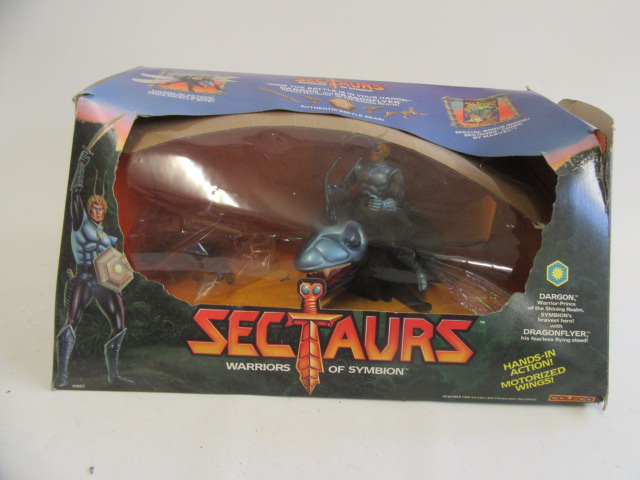 Coleco Sectaurs Warrior and Dargon Flyer figure with accessories Image