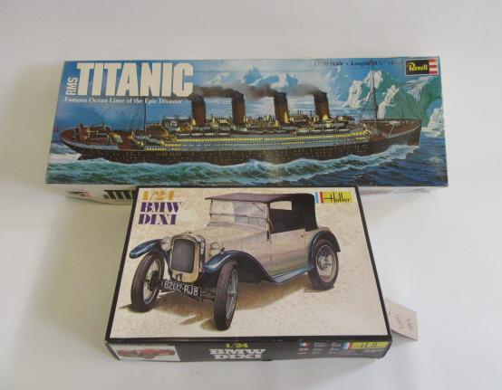 Heller 1/24 B.M.W. Dixi kit and Revell R.M.S. Titanic Image