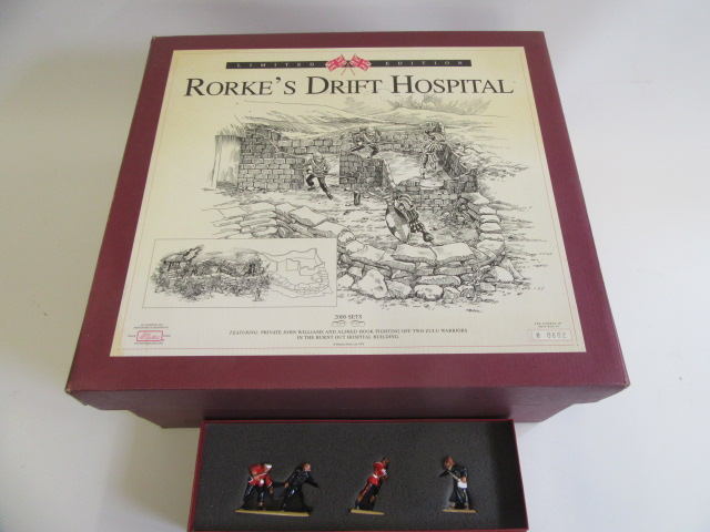 Modern Issues Britains Zulu war figures comprising 144 Rorkes Drift Character Set and Rorkes Drift Image