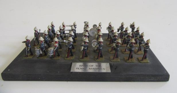 32mm Royal Marines marching band affixed to wooden base Image