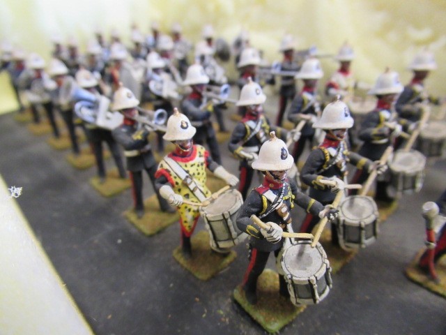 32mm Royal Marines marching band affixed to wooden base Image