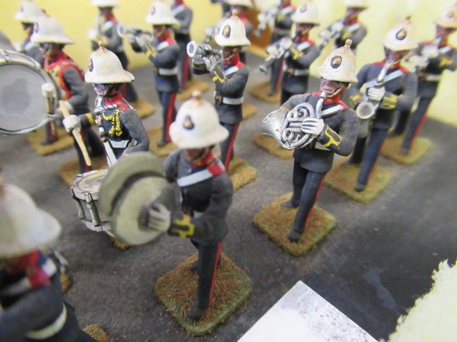 32mm Royal Marines marching band affixed to wooden base Image