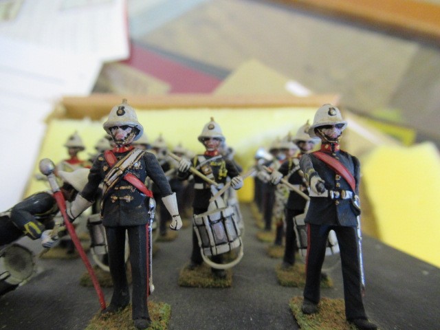 32mm Royal Marines marching band affixed to wooden base Image