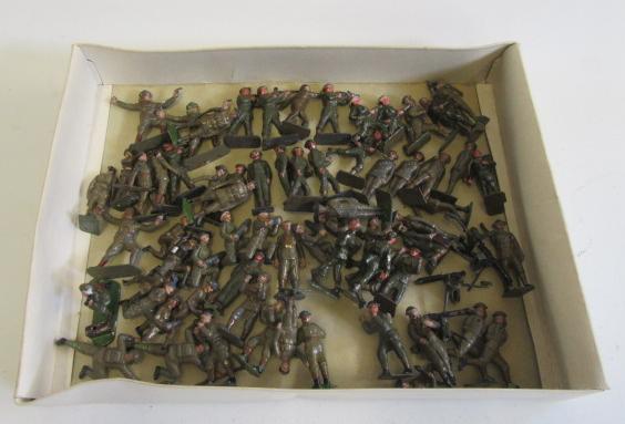 A large assortment of Britains British Army soldiers including gunners Image