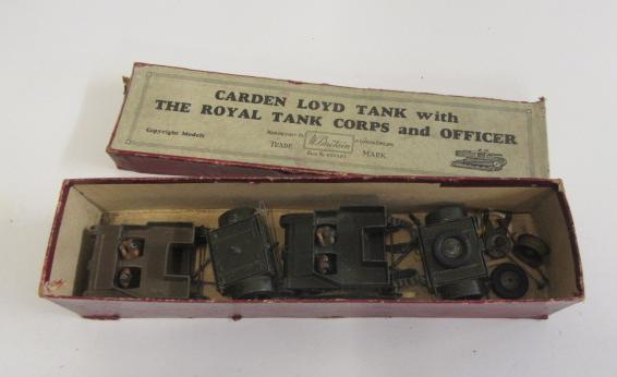 Britains Royal Tank Corps vehicles comprising two tanks and trailers Image