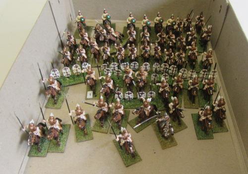 32mm war gaming figures of Spanish Conquistador mounted soldiers Image