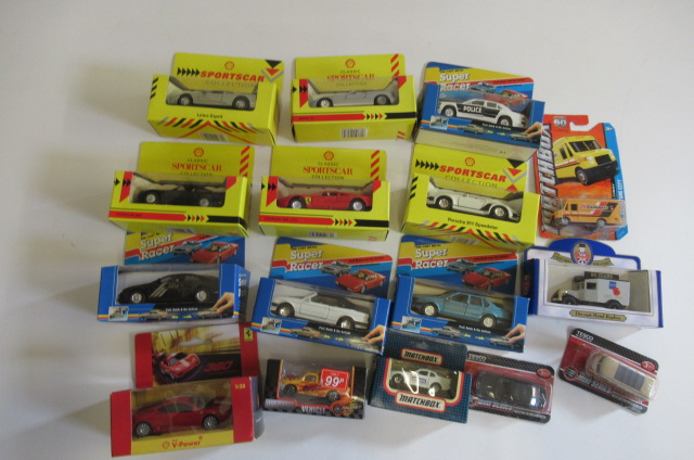 Modern Issues diecast vehicles including Shell sports car collection Image