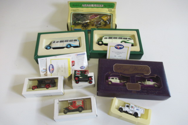 Lledo and Corgi diecast vehicles including limited edition buses and Royal Wedding Set Image