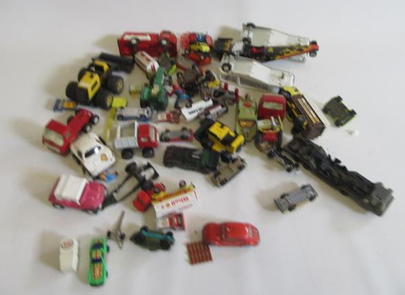 Playworn late issue diecast vehicles including trucks Image