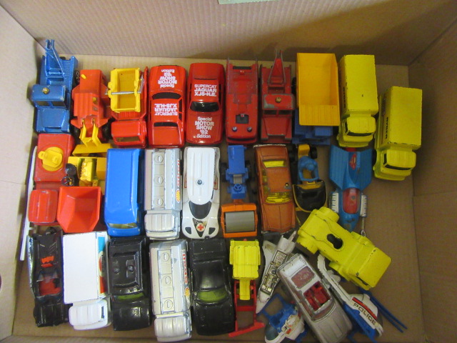 Playworn late issue diecast vehicles including saloons Image