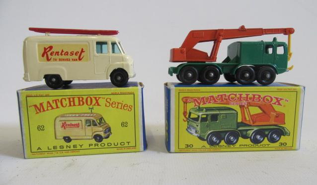 Matchbox Series No 30 eight wheel crane and a No 62 TV Service Van Image