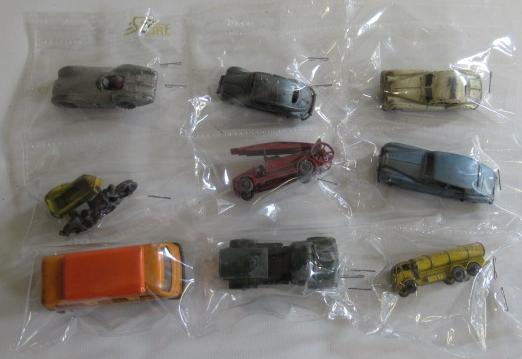 Nine playworn Matchbox and Budgie vehicles including fire engine Image
