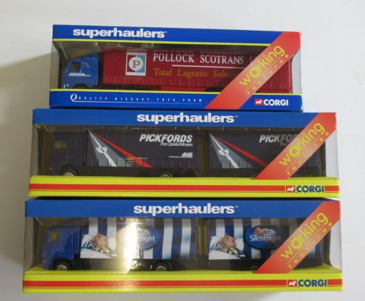 Corgi Super Haulers DAF Pickfords Scania Silent Night and Volvo Pollock Scotrans Image
