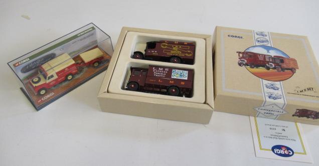 Corgi L.M.S. Set with AEC and Thorny Croft van and a Rover Mobile Service School Image