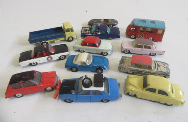 Playworn Corgi vehicles including circus ticket van Image