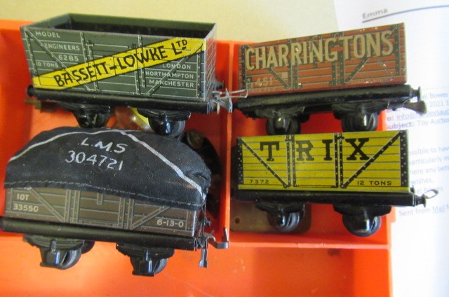 Playworn Trix Twin Railways rolling stock including P.O. coal wagons Image