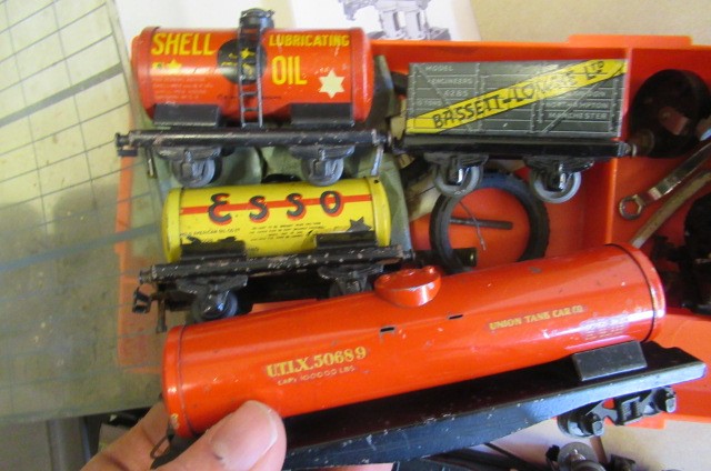 Playworn Trix Twin Railways rolling stock including P.O. coal wagons Image