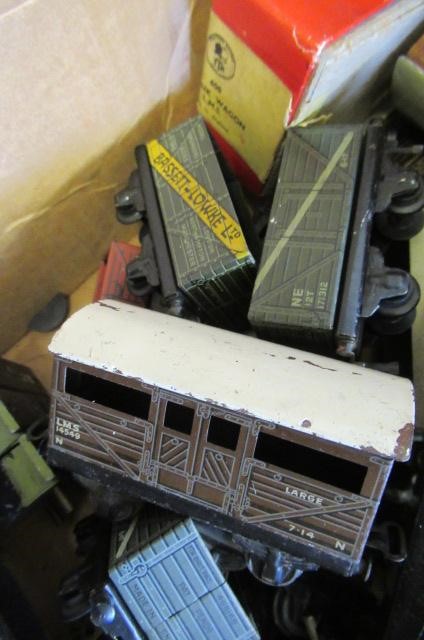 Playworn Trix Twin Railways rolling stock including P.O. coal wagons Image